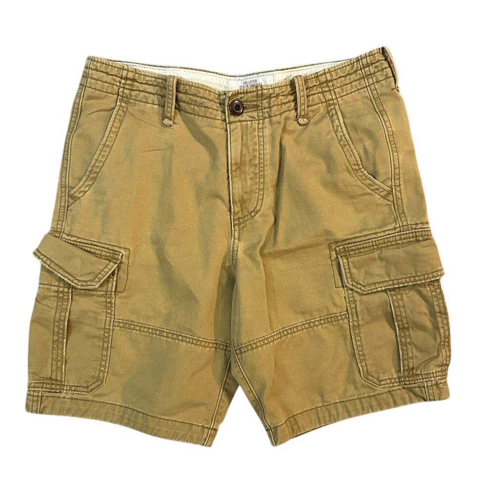 Hollister Classic Fit Khaki Cargo Shorts Mens 30 Skater Beach Streetwear Utility